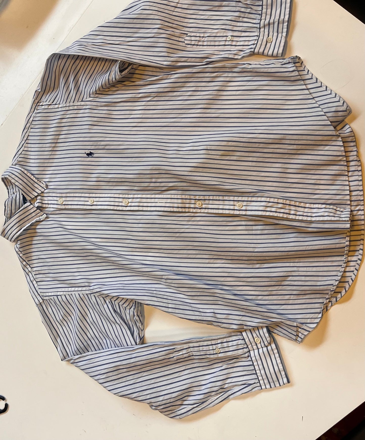 Polo Ralph Lauren Gestreept Overhemd (Wit/Blauw, Classic Fit, Maat XL)
