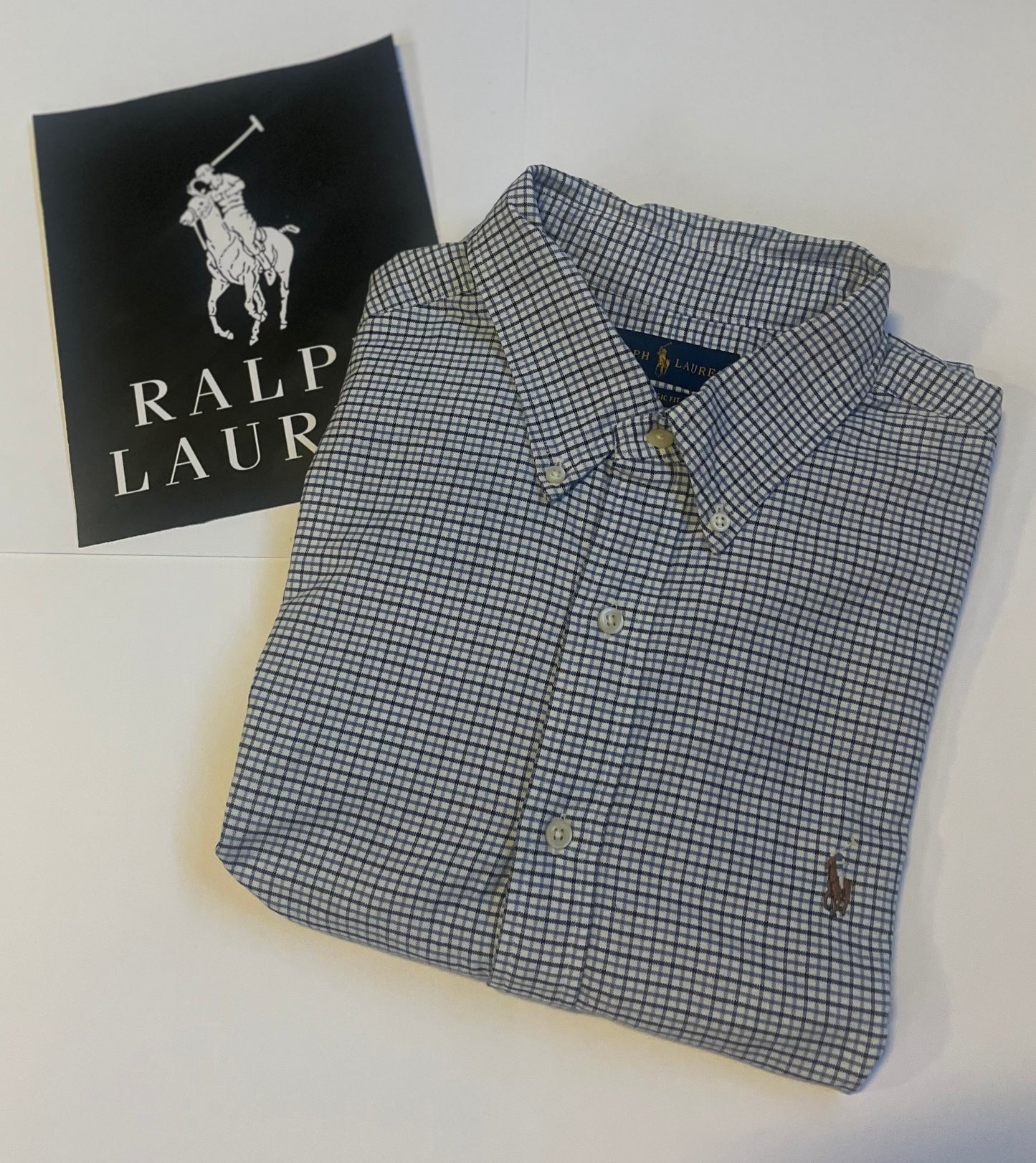 Ralph Lauren Kariertes Hemd (Blau/Weiß, Classic Fit, Größe XL)