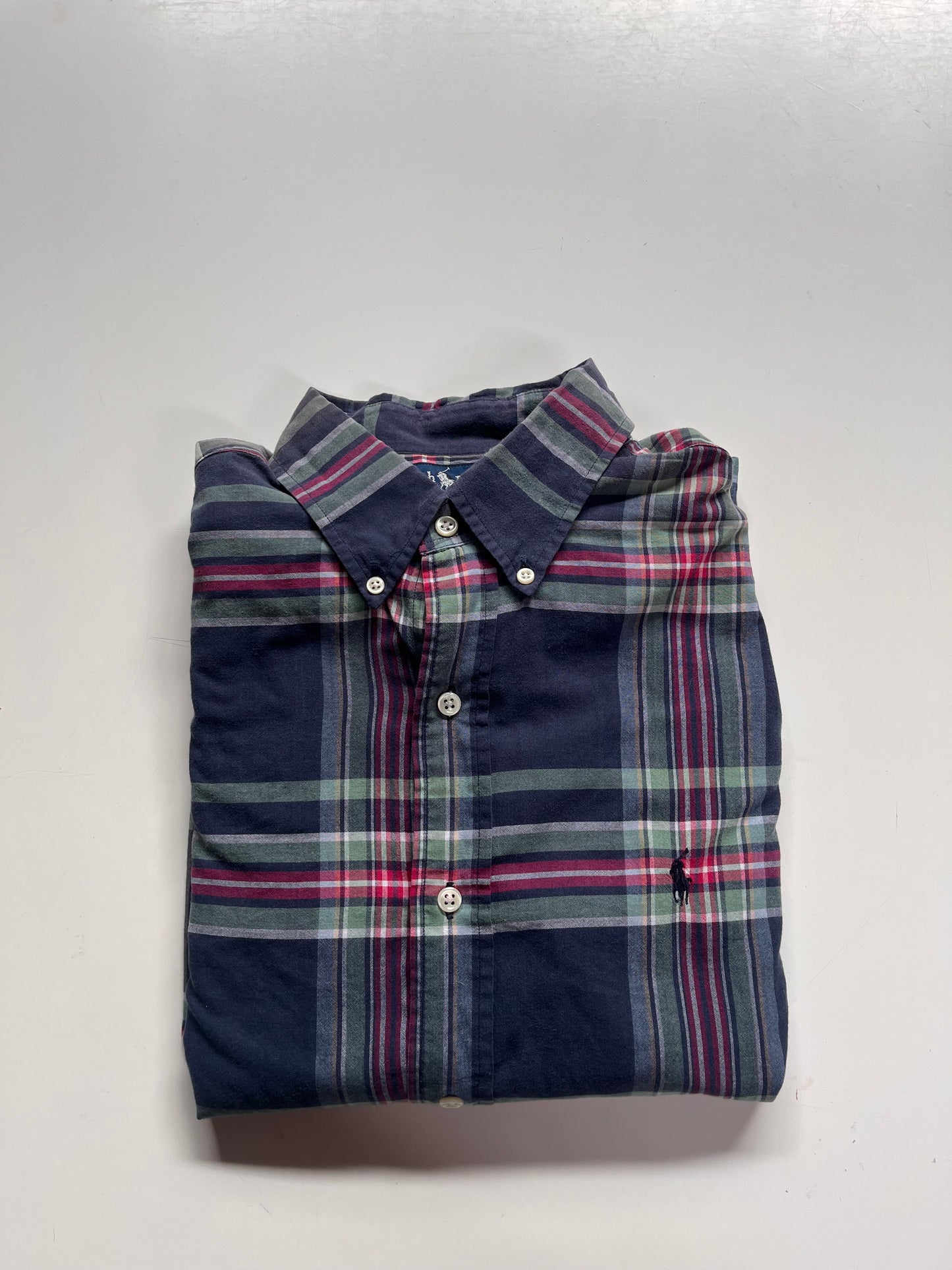 Ralph Lauren Geruit Overhemd (Donkerblauw/Grijs, Maat L)