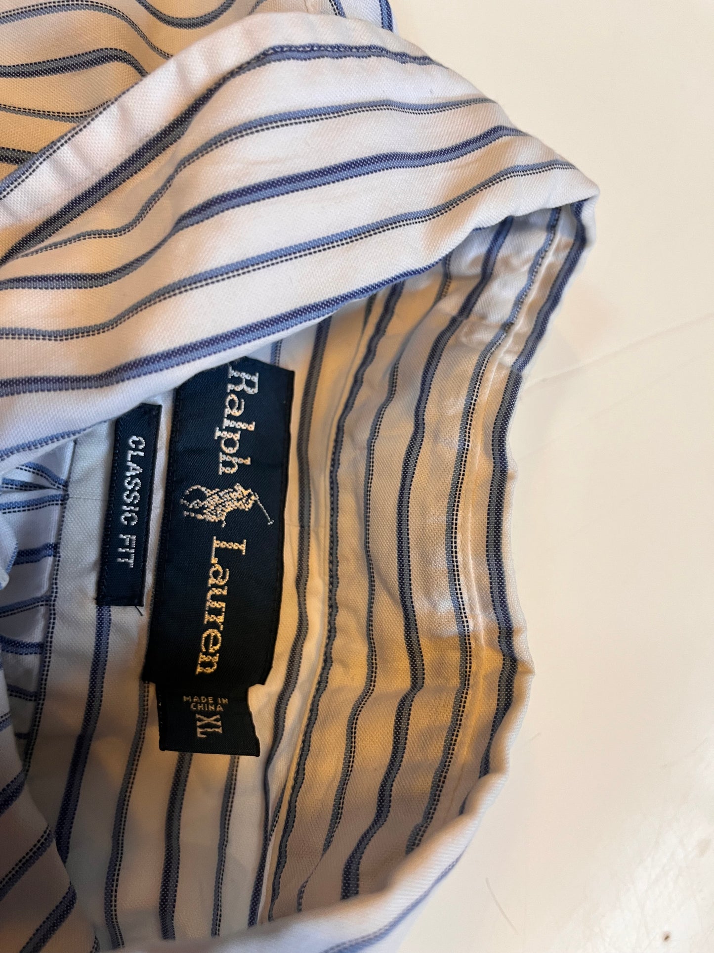 Polo Ralph Lauren Gestreept Overhemd (Wit/Blauw, Classic Fit, Maat XL)