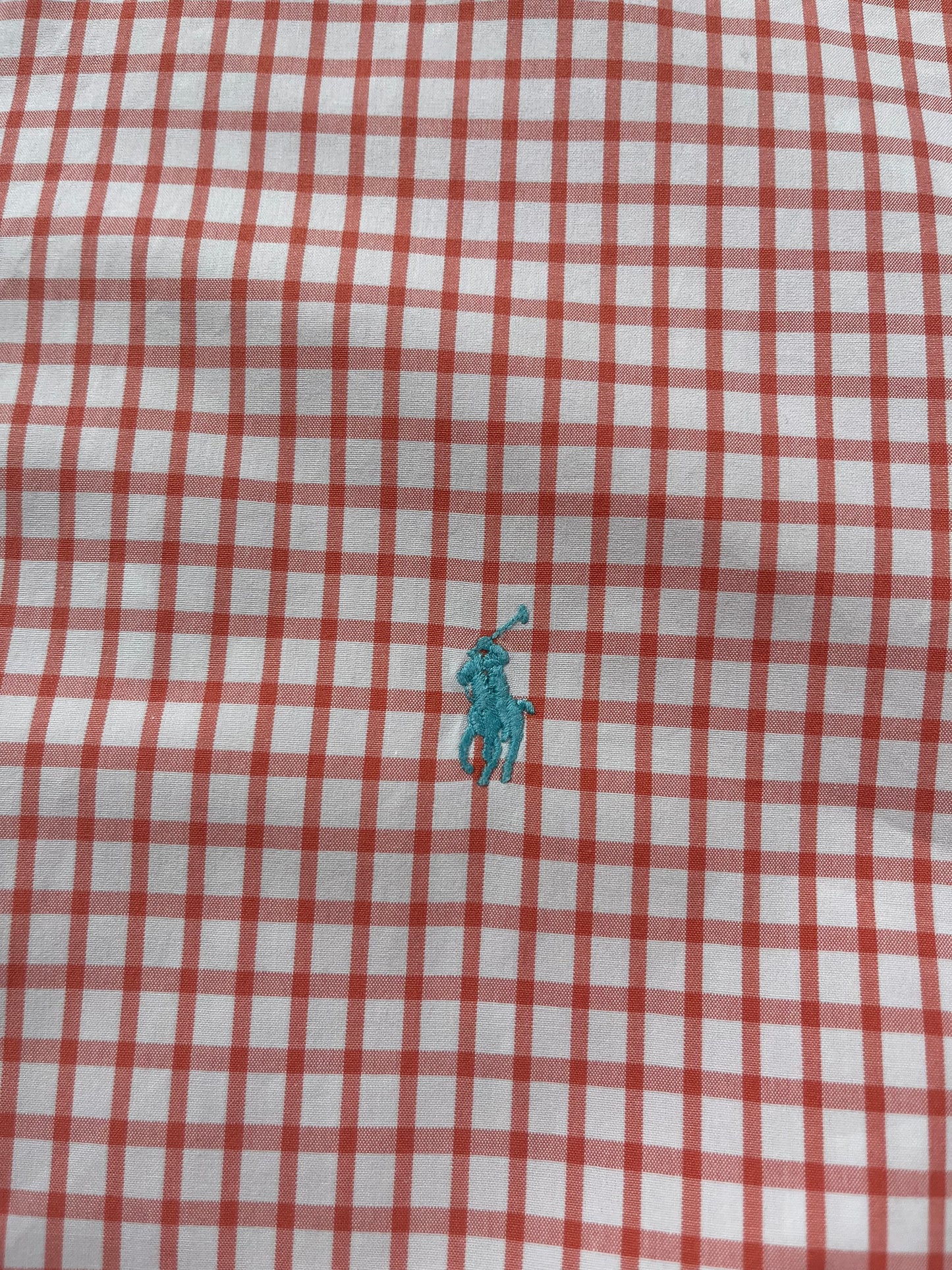 Polo Ralph Lauren Geruit Overhemd (Oranje/Wit, Maat XL/16)