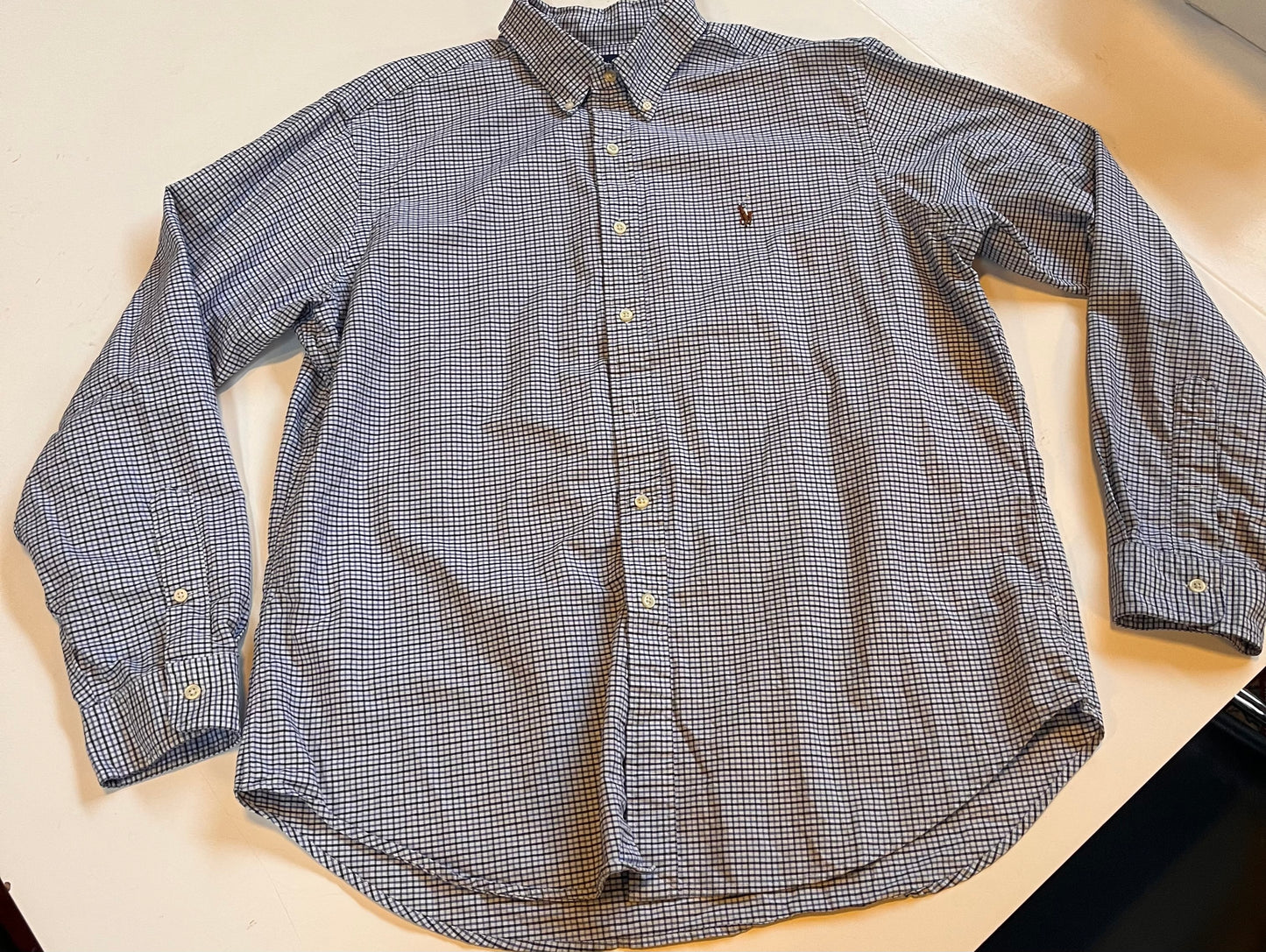 Ralph Lauren Kariertes Hemd (Blau/Weiß, Classic Fit, Größe XL)