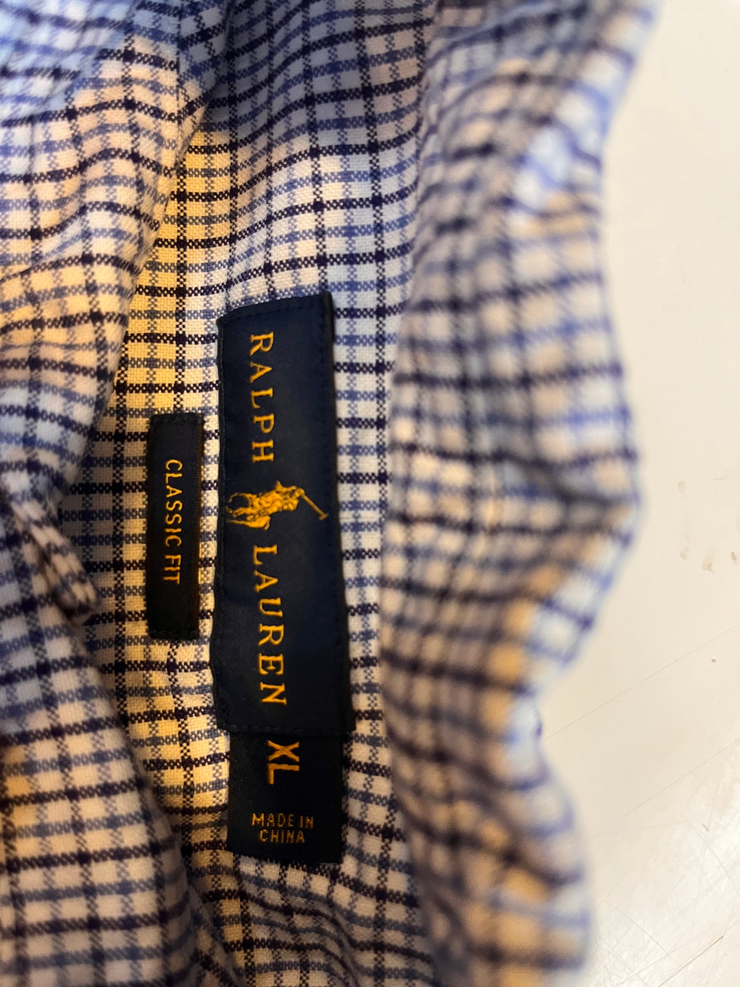 Ralph Lauren Kariertes Hemd (Blau/Weiß, Classic Fit, Größe XL)
