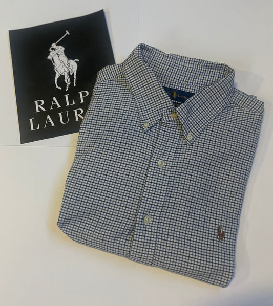 Ralph Lauren Geruit Overhemd (Blauw/Wit, Classic Fit, Maat XL)