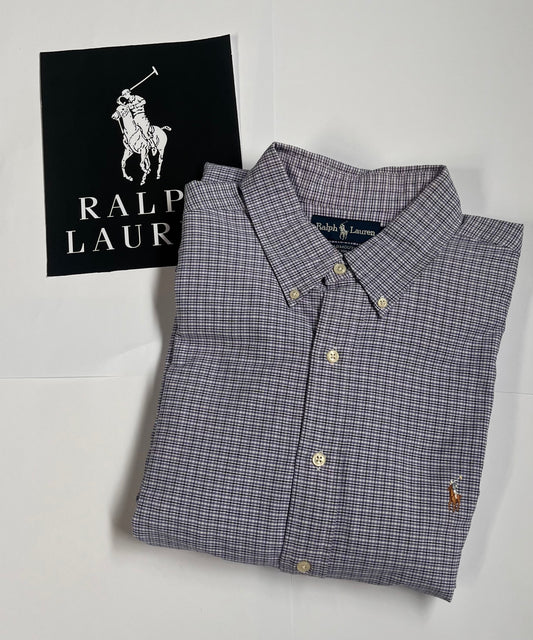 Polo Ralph Lauren Yarmouth Overhemd (Wit/Paars Geruit, Maat 18 / XL-XXL)