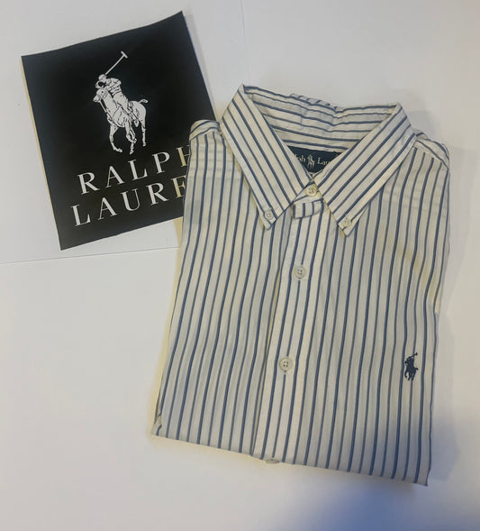Polo Ralph Lauren Gestreept Overhemd (Wit/Blauw, Classic Fit, Maat XL)