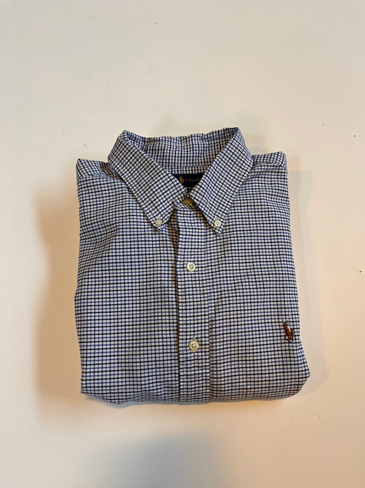 Ralph Lauren Geruit Overhemd (Blauw/Wit, Classic Fit, Maat XL)