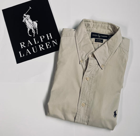 Polo Ralph Lauren Overhemd (Crèmewit, Korte Mouw, Maat XL)